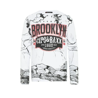 Afbeelding van Cipo &amp; Baxx Longsleeve, Heren, Maat: Large, White