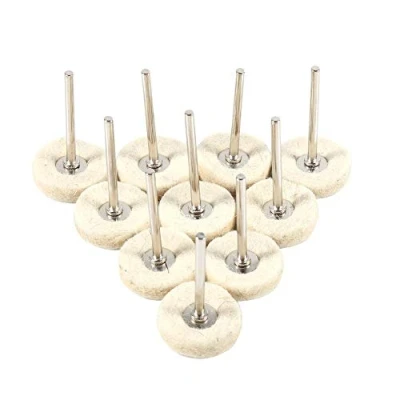 Afbeelding van Gorgeri 10 stuks 25 mm wolvilt polijsten boor slijpschijf kwast met handvat voor draaigereedschap, dremel accessoires lak