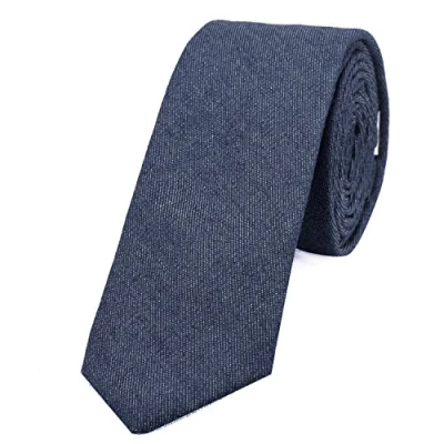 Afbeelding van DonDon heren stropdas 6 cm denimlook katoen blauw