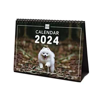Afbeelding van Finocam Kalender met afbeeldingen bureauformaat 2024 januari december (12 maanden) Dogs internationaal