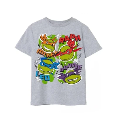 Afbeelding van Teenage Mutant Ninja Turtles Karakter Unisex Kids Grijs T shirt met korte mouwen Retro Fashion Nostalgische jaren 90 Cartoon Kleding TMNT Gift Merchandise 7 8 jaar