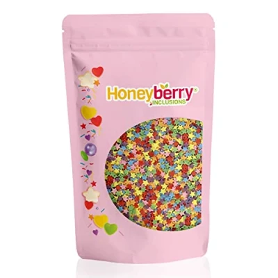 Afbeelding van Natuurlijke Eetbare Kleurrijke Strooisels 200g Cakedecoratie en Suikerstrooisels Perfect voor Bakken, Taarten, Cupcakes, Koekjes Desserts Geproduceerd in de EU (Bonte Sterren)