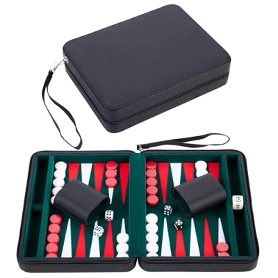 Afbeelding van Backgammon 9&#039;&#039; black zipper, groen/rood/wit