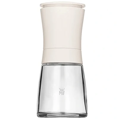 Afbeelding van WMF Trend zoutmolen, pepermolen, 14 cm, ongevuld, kruidenmolen, keramisch maalwerk, kunststof, glas, wit