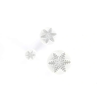 Afbeelding van Set van 3 kerstsuikerpasta koekjesvormpjes sneeuwvlokontwerp Zenker