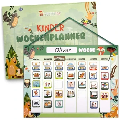 Afbeelding van Wochenplaner Kinder Montessori Magnettafel inkl. 200 Magnete Komplett beschreib und abwischbar Förderung der Selbstständigkeit