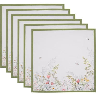 Afbeelding van Clayre &amp; Eef Servetten Katoen Set van 6 40x40 cm Wit Vierkant