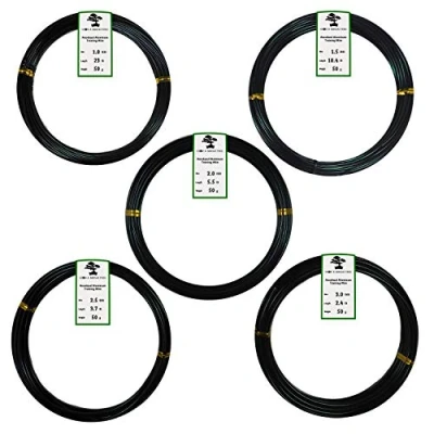 Afbeelding van Grow A bonsai Tree Geanodiseerde aluminium trainingsdraad 5 maten starterset met canvas tas 1,0 mm, 1,5 2,0 2,5 3,0 mm (147 voet totaal) Kies je kleur (5 maten, zwart)