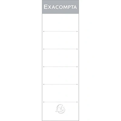 Afbeelding van Exacompta ref. 538E Set van 10 kartonnen etiketten voor ordners met hefboom rug 5 cm Etiketformaat : breedte 5,8 x dikte 0,4 hoogte 18,5 Kleur wit
