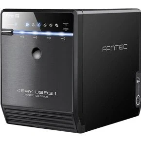 Afbeelding van FANTEC QB 35U31 externe 4x USB C 3.1 harde schijfbehuizing voor SSD en schijven, 2,5 inch 3,5 inch, 10 Gbps, SATA, automatische ventilator, metaal, zwart