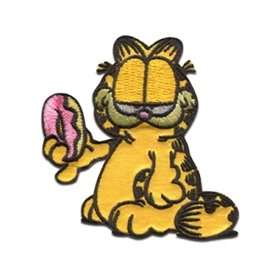 Afbeelding van Comercial Mercera Garfield Donut Strip kat geborduurd Lapjes Appliqués overdrukplaatjes Applicaties opnaaien Lap Patches, Maat: 5,7 x 4,4 cm