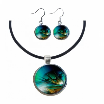 Afbeelding van 2 Delig Set Suzan Ketting Lange oorbellen Zilver Charme Bijoux