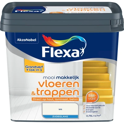 Afbeelding van flexa mooi makkelijk vloeren &amp; trappen wit 0.75 ltr