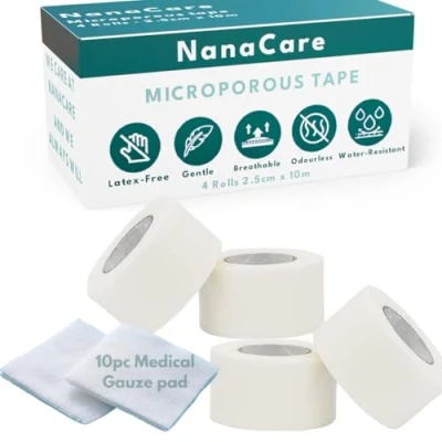Afbeelding van NanaCare Micropore Chirurgische tape 2,5 cm x 10 m (4 rollen) Microporeuze Medische voor huid, dressings en gezicht EHBO geschikt de gevoelige huid