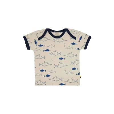 Afbeelding van loud + proud T shirt met print, van biologisch katoen, GOTS gecertificeerd, ultra marine, 86 92
