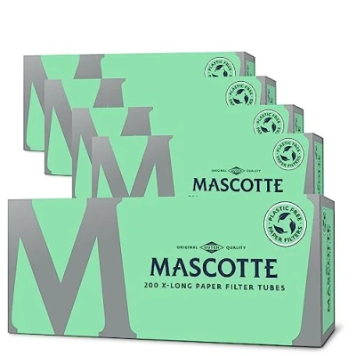 Afbeelding van Mascotte® x LONG Paper Filter Tubes 200 5 dozen Papieren Filterhulzen 8 mm Extra Lange Plasticvrije hulzen voor Hulzenstopper 1000 Filters