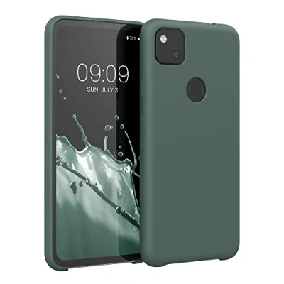 Afbeelding van kwmobile telefoonhoesje geschikt voor Google Pixel 4a Hoesje met siliconen coating Smartphone case in blauwgroen