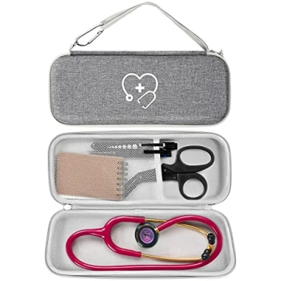Afbeelding van ProCase Stethoscooptas voor 3M Littmann/Omron/ADC/Dixie EMS stethoscoop, stootvaste beschermhoes, Eva reistas, opbergtas, draagtas, case, etui draagtas met accessoirehouder, grijs