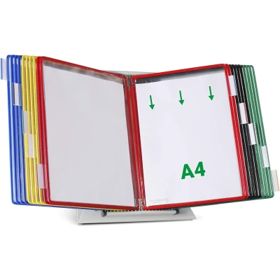 Afbeelding van Tarifold Lichtgrijze Technic Desk Display Stand met 20 A4 zakken, 10 indextabbladen diverse kleuren (434209)