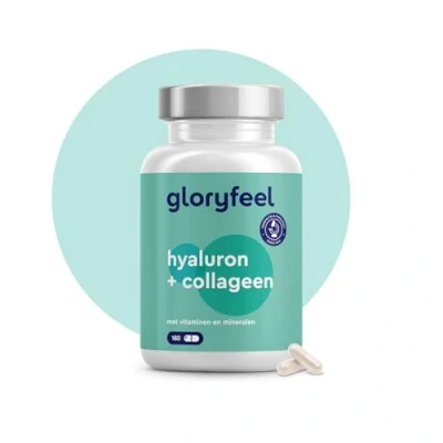 Afbeelding van gloryfeel Hyaluronzuur Collageen 180 capsules Huid &amp; Haar Complex met Biotine, Vitamine C, Zink, Selenium Bamboe extract