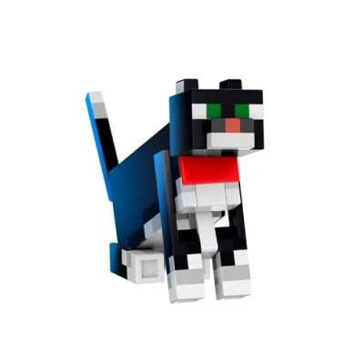 Afbeelding van Mattel Minecraft Diamond Niveau Tuxedo Kat, actiefiguur met 4 accessoires, verzamelaarsschaal 14 cm, pixelontwerp, HTM07