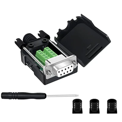 Afbeelding van YIOVVOM DB9 Breakout Connector, Solderless RS232 D SUB Vrouwelijke Seriële Adapters 9 pins poort Witte Adapter naar Terminal Connector Signaalmodule met behuizing