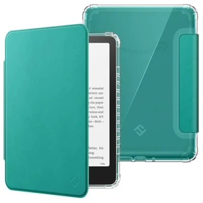 Afbeelding van FINTIE Hoesje voor 7 inch Kindle Paperwhite 2024 (12e generatie) en Colorsoft Signature Edition (1e generatie), transparante zachte TPU beschermhoes slaap /wekfunctie,Jadeverde