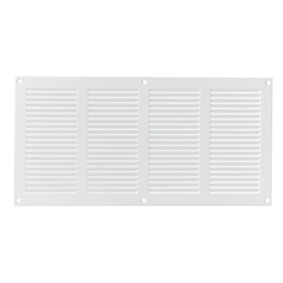 Afbeelding van 400 x 200 mm, metaal, wit, ventilatierooster met insectenbescherming, rooster voor ventilatie, afvoerrooster