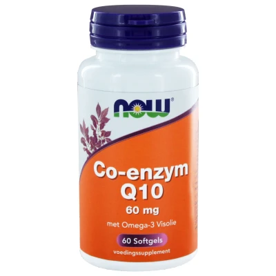 Afbeelding van NOW Co enzym Q10 60 mg met omega 3 visolie softgels