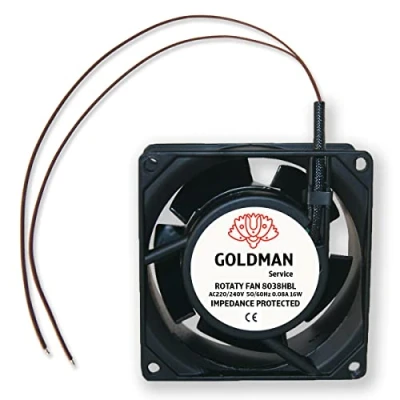 Afbeelding van Axial ventilator voor open haard, inzetbaar, hoge temperatuur, metalen vleugels, universeel, 80 x 38 mm