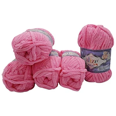 Afbeelding van Alize Velluto Set van 5 bollen baby breiwol, 500 gram wol, super zacht bulky (roze 121)