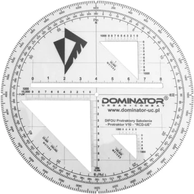 Afbeelding van DOMINATOR URBAN COMBAT Tactische militaire kaarthoekmeter BW Card Protractor met verschillende schalen en afstandsschalen V10