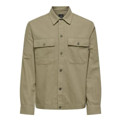 Afbeelding van Only &amp; Sons Kennet L/S Linen Overshirt Chinchilla