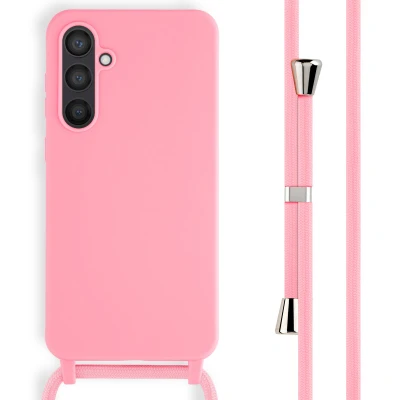 Afbeelding van Samsung Galaxy S23 FE Hoesje Siliconen en TPU (zacht) iMoshion Backcover met koord/Koordhoesje/Softcase Roze Telefoonhoesje