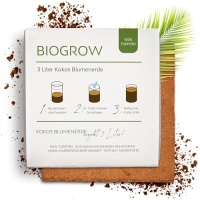 Afbeelding van Biologische kokosgrond geperst in een zwelzak Biologisch afbreekbare, turfvrije kweekgrond van 100% kokosvezels (3 liter, 1 stuk)