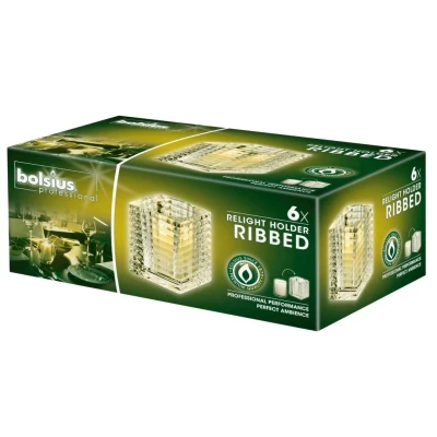 Afbeelding van ReLight houder &#039;Ribbed&#039; doos Transparant (6 stuks)