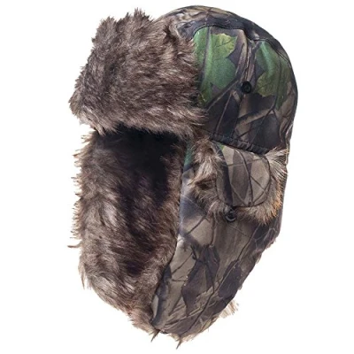 Afbeelding van Winter Bomber Hoeden Warm Aviator Cap Camouflage Ushanka Ski Sneeuw Trapper Trooper Jacht Koud Weer Hoed Oorklep Kinband (Groene camouflage)