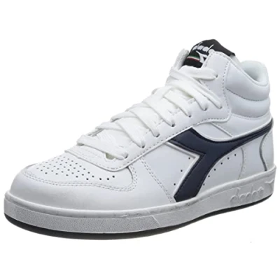 Afbeelding van Diadora Magic Basket DEMI Icona Unisex Sneakers hoog, Maat: 41, White /blue caspian sea Leer en imitatieleer