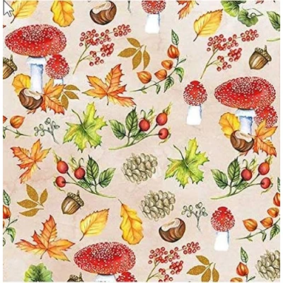 Afbeelding van 20 servetten herfst kleurrijke bladeren paddenstoelen 33 x cm