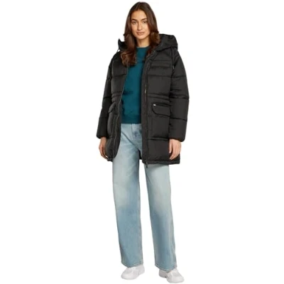 Afbeelding van Tommy Jeans MIDI Aspen Puffer Winterjas, Dames, Maat: Small, Black