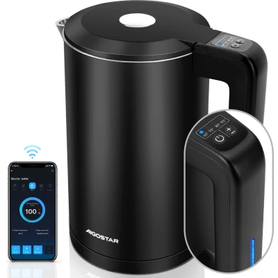 Afbeelding van Aigostar 30UTV Smart Waterkoker met Temperatuurregeling 40C tot 100C Warmhoudfunctie LED Verlichting 1.7L 2200W Zwart