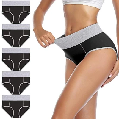 Afbeelding van wirarpa Ondergoed Vrouwen Hoge Taille Katoenen Knickers Dames Slipje Volledige Dekking Slips Onderbroek Plus Size Multipack, Veelkleurig 5 Pack 58, S