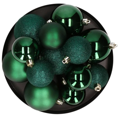 Afbeelding van Cosy &amp; Trendy Kerstballen 6x donkergroen mat glans glitter