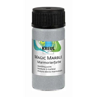Afbeelding van KREUL 73219 Magic Marble marmerverf, 20 ml glas in zilver, schitterend gekleurde dompelmarmerverf voor willekeurige patronen en unieke kleureffecten.