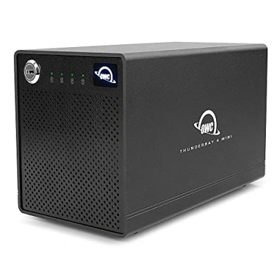 Afbeelding van OWC ThunderBay 4 Mini met Dual Thunderbolt 3 poorten en SoftRAID XT, alleen behuizing, zonder harde schijven, tot 1556 MB/s, ruimte voor 4X 2,5&quot; HDD of SSD