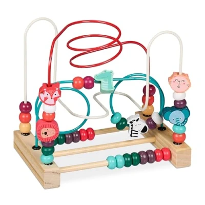 Afbeelding van kralenspiraal houten babyspeelgoed vanaf 1 jaar motoriek design C