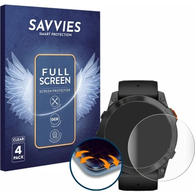 Afbeelding van Savvies Screenprotector voor Garmin Fenix 7X Pro Solar (51 mm) Folie Beschermfolie transparant volledig dekking (4 Stuks)