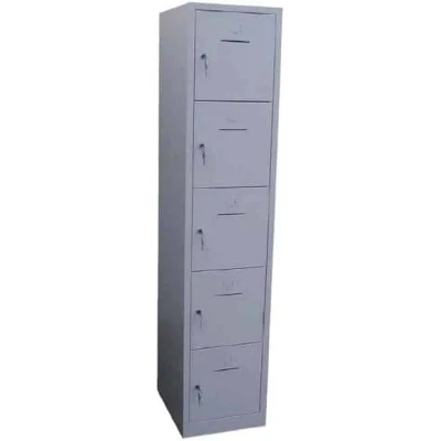 Afbeelding van Industriële locker garderobekast 5 deurs (190x41,5x45 cm) Aluminium met hangoogsluiting (excl. hangslot)