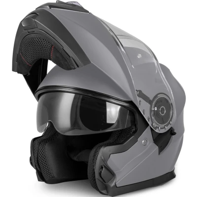 Afbeelding van VINZ Santos Systeemhelm met zonnevizier ECE 22.06 goedgekeurd Scooterhelm / Motorhelm Helm voor Motor Scooter Snorfiets Brommer Mat Titanium