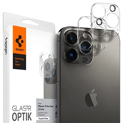 Afbeelding van Spigen Glas.tR Optik Camera Screenprotector compatibel met iPhone 13 Pro, Pro Max, 2 Stuks, Kristalhelder, Geen storing voor flitsfunctie, 9H Gehard Glas